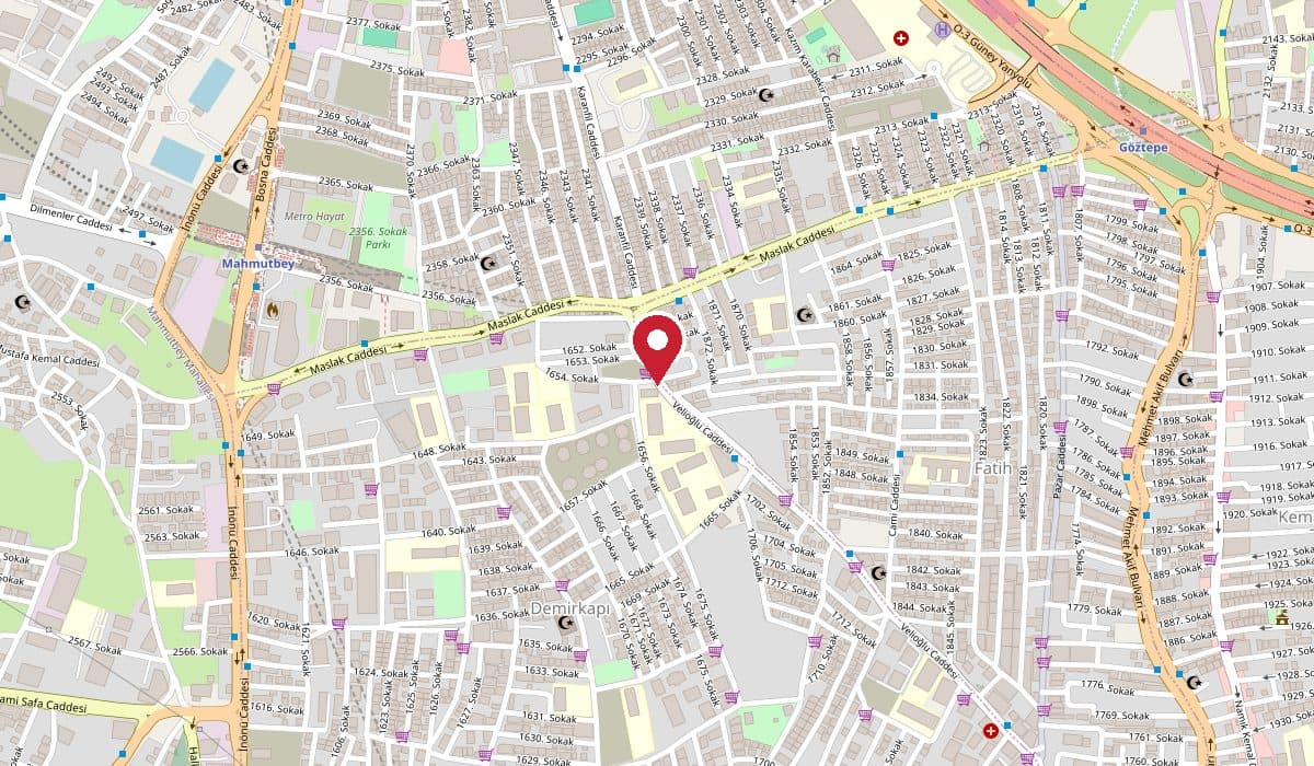 Kursun konumu: Velioğlu Caddesi, Göztepe Meydanı yakını